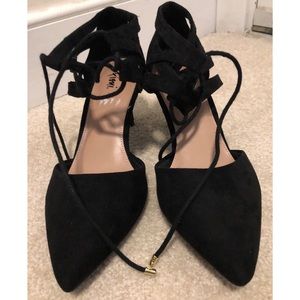 Fioni Black Suede Heels